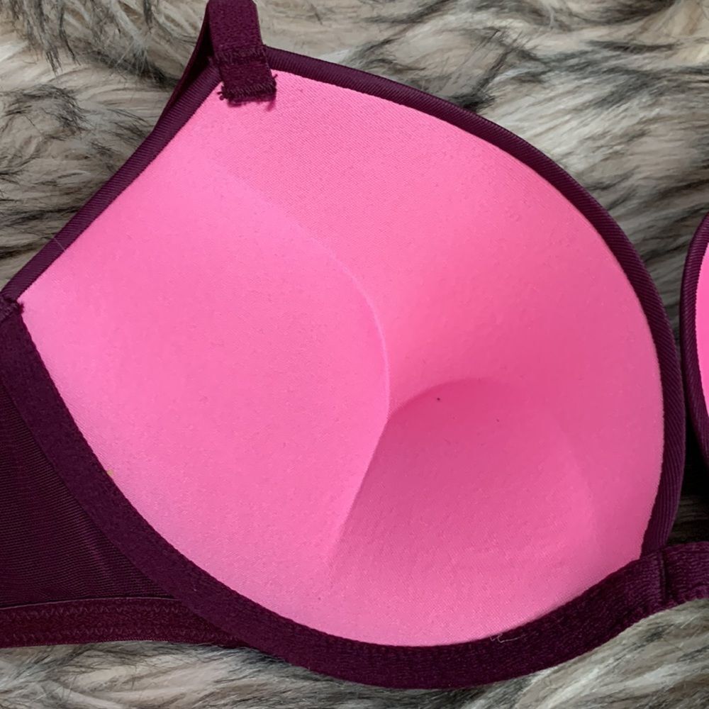 Victoria’s Secret PINK Wear Everywhere Super Push-Up Bra 34B Burgundy - Picture 8 of 12